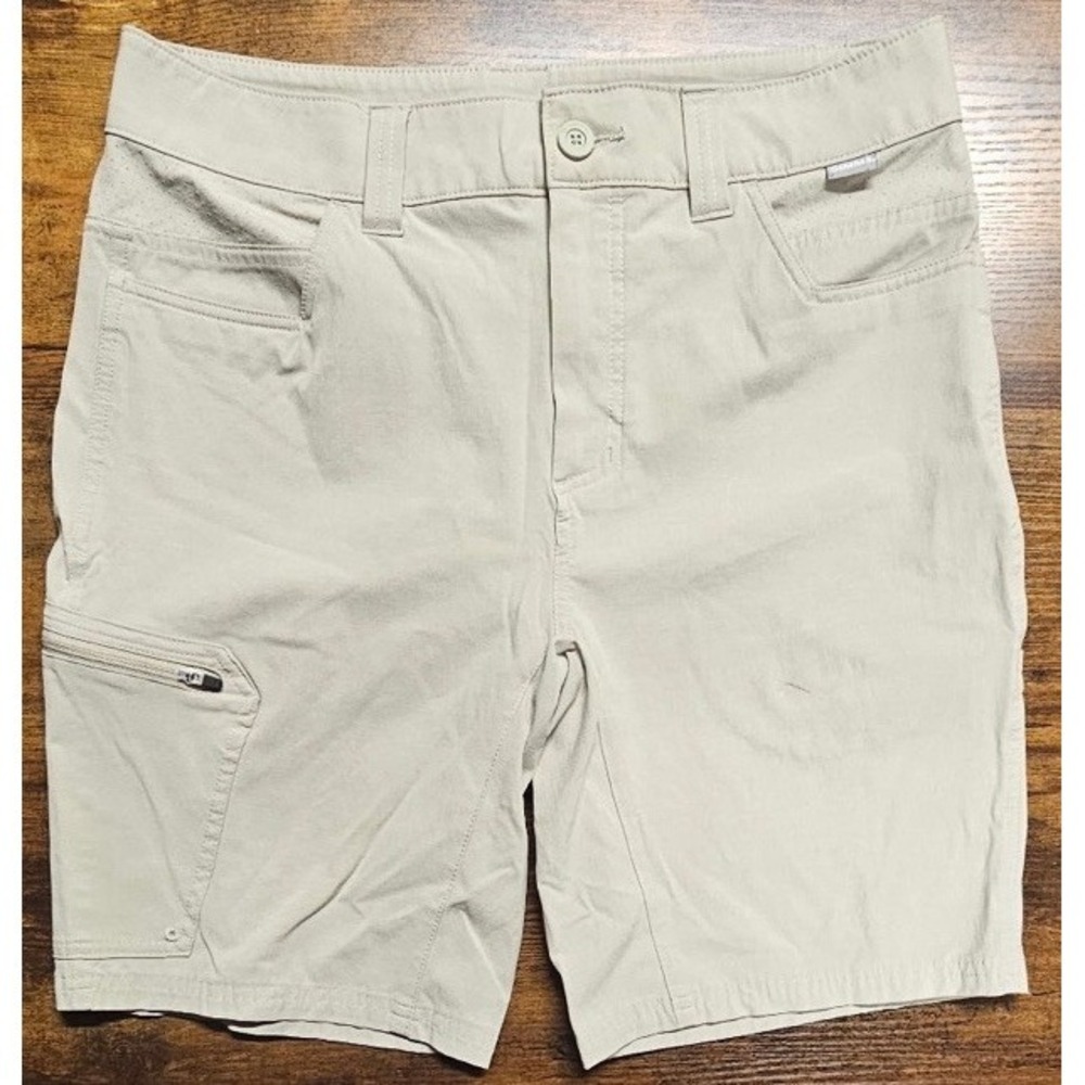 Simms Challenger Short Men's Size 32x8 Fishing Zip Pockets Beige-Khaki